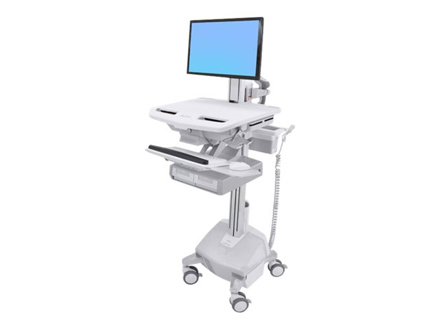 Ergotron StyleView Cart with LCD Pivot, LiFe Powered, 2 Drawers - Cart - open architecture - for LCD display / PC equipment - lockable - aluminium, zinc-plated steel, high-grade plastic - screen size: up to 22\" - 40 Ah - lithium - TAA Compliant