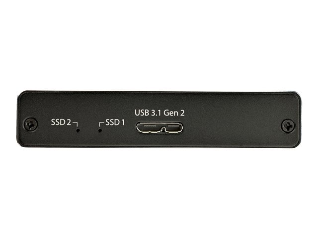 StarTech.com Dual-Slot Hard Drive Enclosure for M.2 SATA SSDs - USB 3.1 (10Gbps) - Aluminum - M.2 to SATA - Raid Drive Enclosure (SM22BU31C3R) - Flash storage array - 2 bays - USB 3.1 (external) - for P/N: TBLT3MM1MA, TBLT3MM2M, TBLT3MM2MA