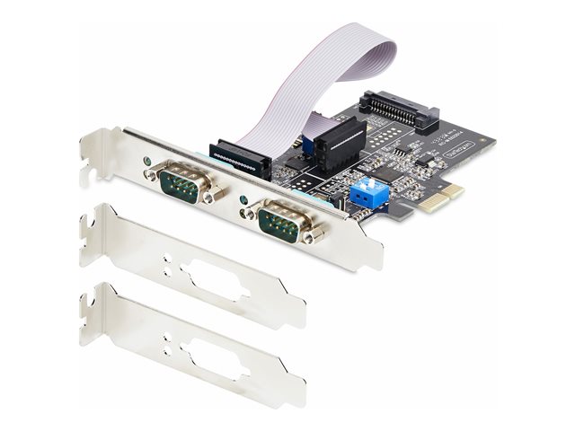 StarTech.com 2-Port Serial PCIe Card, Dual-Port PCI Express to RS232/RS422/RS485 (DB9) Serial Card, Low-Profile Brackets Incl., 16C1050 UART, TAA-Compliant, Windows/Linux, TAA Compliant - Level-4 ESD Protection (2S232422485-PC-CARD) - Serial adapter