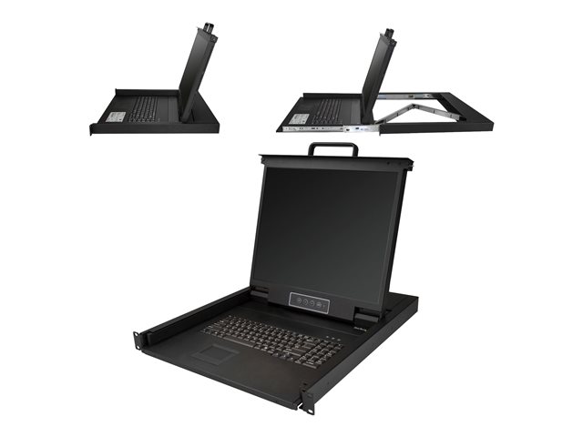 StarTech.com Rackmount KVM Console, Single Port VGA KVM with 19\" LCD Monitor for Server Rack, Fully Featured Universal 1U LCD KVM Drawer with Cables & Hardware, USB Support, 50,000 MTBF - LCD KVM Concole Drawer (RKCONS1901) - KVM console - USB - 19\" - rack-mountable - 1280 x 1024 - 250 cd/m² - 1000:1 - VGA - black - 1U