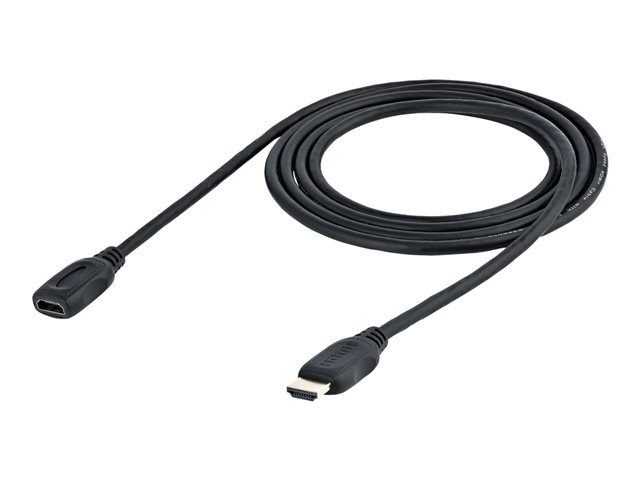 StarTech.com 2m (6ft) HDMI Extension Cable, Ultra HD HDMI Male to Female Cable, 4K HDMI Cable Extender, 4K 30Hz UHD HDMI Cable with Ethernet M/F, High Speed HDMI 1.4 Cable, 10.2Gbps - HDMI Cord Extender - HDMI extension cable - HDMI male to HDMI female - 2 m - shielded - black - for P/N: CDP2HDMM2MB, DP2HDMM2MB, HDDVIMM3, HDMM1MP, HDMM2MP, HDMM3MP, HDPMM50, MDP2HDMM2MB