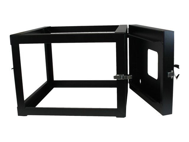 StarTech.com 6U Hinged Open Frame Wall Mount Network Rack - 4-Post 22\" Depth Swing Out Computer Equipment Rack - 110lbs capacity (RK619WALLOH) - Rack - wall mountable - black - 6U - 22\"