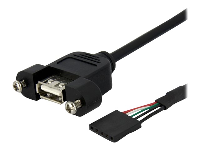 StarTech.com 1 ft Panel Mount USB Cable - USB A to Motherboard Header Cable Adapter F/F - USB 2.0 internal Cable (USBPNLAFHD1) - USB internal to external cable - USB (F) to 5 pin USB 2.0 header (F) - 30 cm - thumbscrews - black