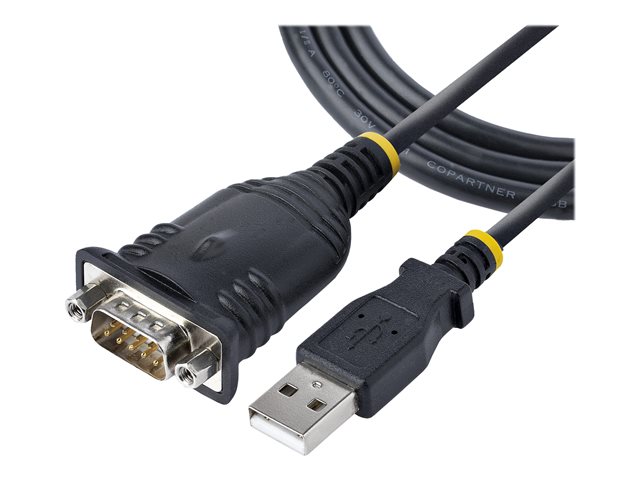 StarTech.com 3ft (1m) USB to Serial Cable, DB9 Male RS232 to USB Converter, USB to Serial Adapter for PLC/Printer/Scanner/Network Switches, USB to COM Port Adapter - Prolific IC, Automatic Handshake, Windows/macOS (1P3FP-USB-SERIAL) - Serial cable - DB-9 (M) screwable to USB (M) - 1 m