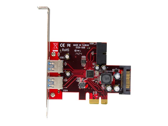 StarTech.com 4 Port PCI Express USB 3.0 Card - 2 Ext & 2 Int (IDC) - SATA Power - USB adapter - PCIe 2.0 low profile - USB 3.0 x 4 - for P/N: ST1030USBM, ST7300USBME