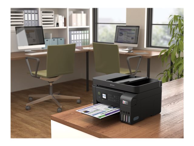Epson EcoTank ET-4800 - Multifunction printer - colour - ink-jet - refillable - A4 (media) - up to 10 ppm (printing) - 100 sheets - 33.6 Kbps - USB, LAN, Wi-Fi - black