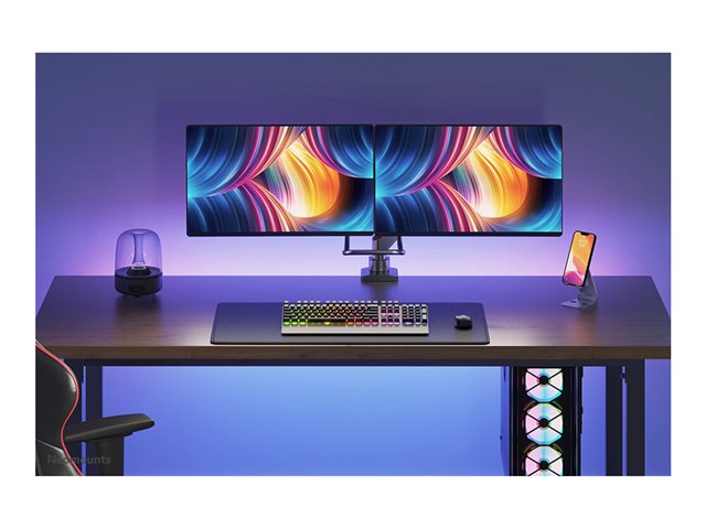 Neomounts NM-D775DX - Mounting kit - full-motion - for 2 LCD displays - black - screen size: 10\"-32\" - clamp mountable, grommet, desk-mountable