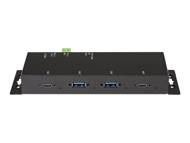 StarTech.com 4 Port USB C Hub 10Gbps, Metal Industrial USB-C Hub, 2x USB-C & 2x USB-A, ESD Surge Protection, USB-C or USB-A Host, Self-Powered, Mountable USB 3.1 Gen 2 Type-C Hub - Commercial/Rugged USB Hub - Hub - 2 x USB 3.2 Gen 2 + 2 x USB-C 3.2 Gen 2 - desktop