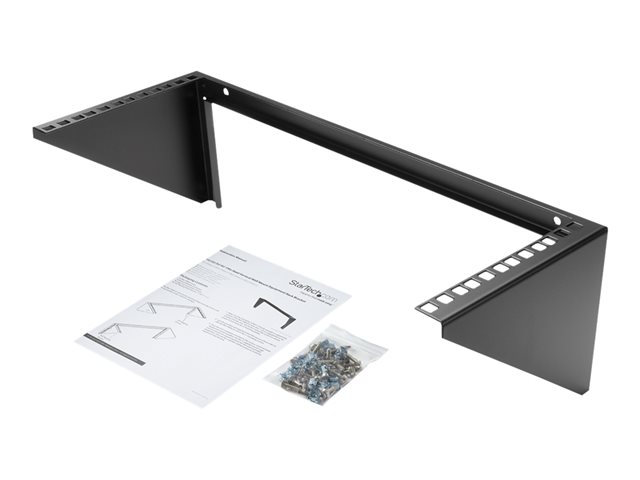 StarTech.com 4U Wall Mount Patch Panel Bracket - 19 inch Steel Vertical Mounting Bracket for Network and Data Equipment (RK419WALLV) - Mounting bracket - wall mountable - black - 4U - 19\"