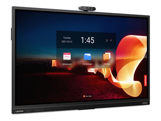 Lenovo ThinkVision T75 - 75\" Diagonal Class LED-backlit LCD display - interactive - with touchscreen (multi touch) / 8-microphone array / 4K camera - Smart TV - Android - 4K UHD (2160p) 3840 x 2160 - HDR - Direct LED