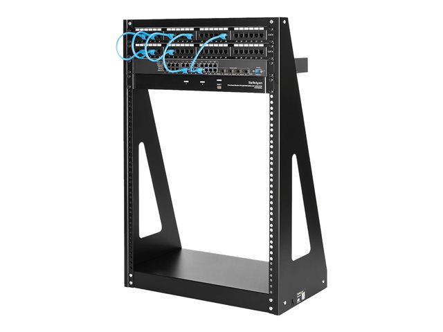 StarTech.com 16U Open Frame Network Rack - 19\" 2 Post Free Standing Desktop Rack for Computer, AV, Media, IT Equipment for Server Room (2POSTRACK16) - Rack open frame - 2-post - 16U - 19\"