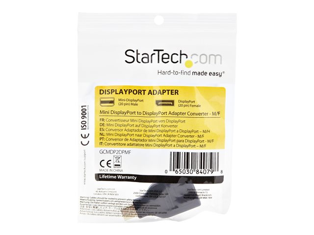StarTech.com Mini DisplayPort to DisplayPort Adapter Converter - Mini DP (m) to DP (f) Converter Adapter (GCMDP2DPMF) - DisplayPort adapter - DisplayPort (F) to Mini DisplayPort (M) - black - for P/N: CDP2DP141MB, CDP2DP146B, CDP2DPMM1MB, CDP2DPMM6B, DISPLPORT3L, DP2DVIADAP, DP2HDS