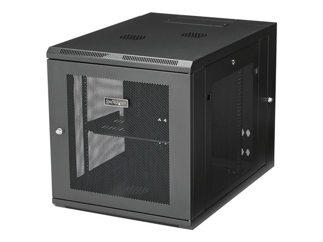 StarTech.com 12U 19\" Wall Mount Network Cabinet, 4 Post 24\" Deep Hinged Server Room Data Cabinet- Locking Computer Equipment Enclosure with Shelf, Flexible Vented IT Rack, Pre-Assembled - 12U Vented Cabinet (RK1232WALHM) - Rack enclosure cabinet - wall mountable - black - 12U