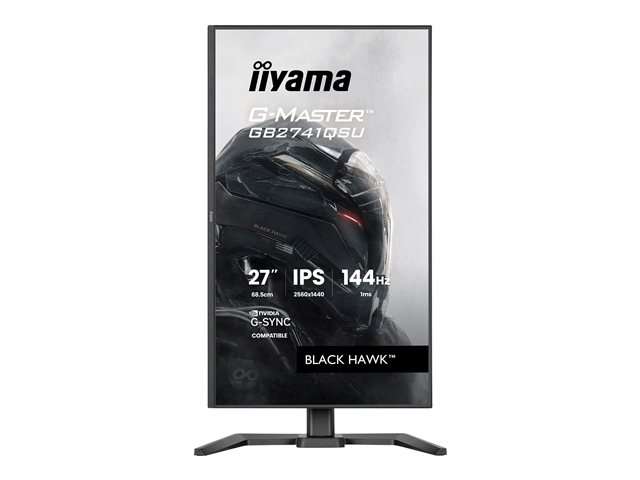 27\"WIDE LCD, G-Master Black Hawk, 2560 x 1440, QHD  144 Hz IPS panel, LED Bl., USB-Hub(2xOut v2.0),   Pivot, Height Adjust.(15cm), 350 cd/m², 1500:1 Static Contrast, 80.000.000:1 ACR, Speakers, DisplayPort(G-SYNC Compatible), HDMI, 1ms(MPRT), Black T
