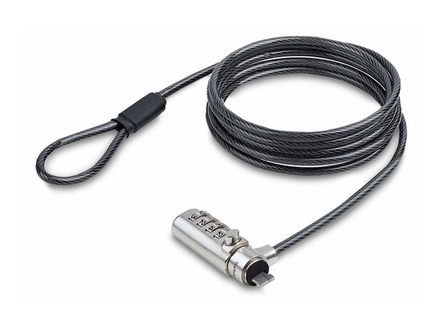 StarTech.com Nano Slot Compatible 6.6ft (2m) Cable Lock, Laptop Security - Security cable lock - black & silver - 2 m