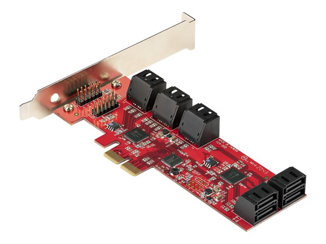 StarTech.com SATA PCIe Card, 10 Port PCIe SATA Expansion card, 6Gbps SATA Card, Low/Full Profile, Stacked SATA Connectors, ASM1062 Non-Raid SATA Controller Card / Adapter - PCI Express to SATA Converter - Storage controller - SATA 6Gb/s - low profile