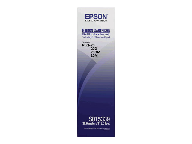 Epson SIDM Black Ribbon Cartridge for PLQ-20/22/30, 3-Pack (C13S015339)