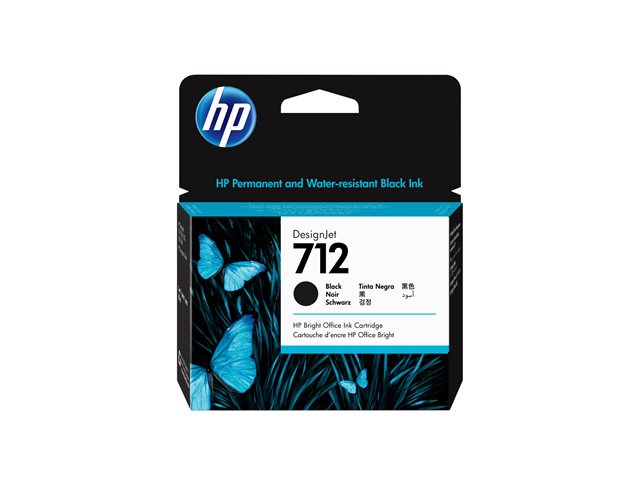 HP 712 - 80 ml - black - original - DesignJet - ink cartridge - for DesignJet Studio, T210, T230, T250, T630, T650