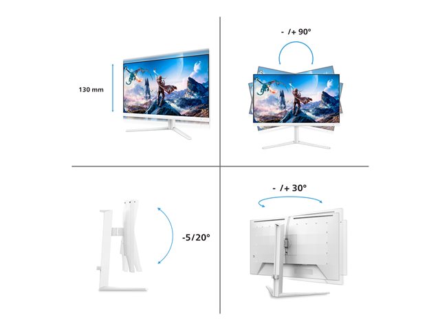 Philips Evnia 5000 27M2N5901A - LED monitor - gaming - 27\" - 3840 x 2160 4K UHD (2160p) @ 160 Hz - Fast IPS - 450 cd/m² - 1000:1 - DisplayHDR 400 - 0.5 ms - 2xHDMI, DisplayPort, USB-C - speakers - white