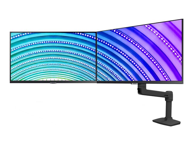 Ergotron LX - Mounting kit (articulating arm, extension, base, 2-piece desk clamp, dual displays bow, 2 pivots, 8\" pole) - for 2 LCD displays - dual direct - matte black - screen size: up to 25\"