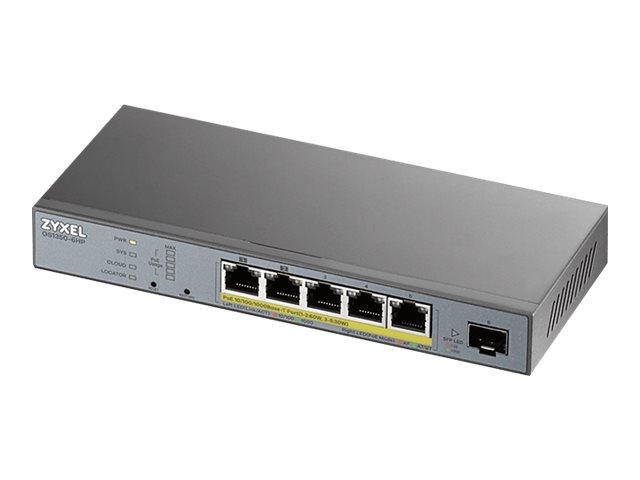 Zyxel GS1350-6HP - Switch - smart - 5 x 10/100/1000 (PoE+) + 1 x Gigabit SFP (uplink) - desktop - PoE+ (60 W)