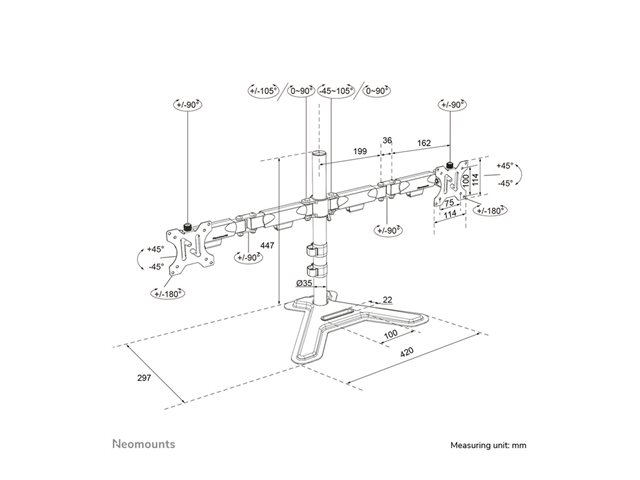 Neomounts NERO Dual monitor stand 10-32i