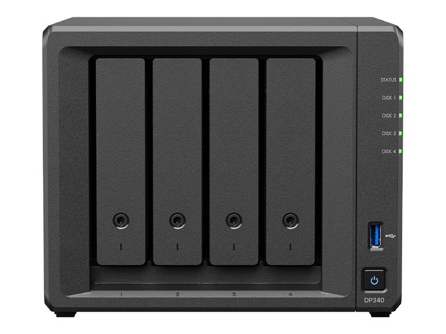 Synology DP340 - Server - DT 1-way - 1 x Ryzen Embedded R1600 / up to 3.1 GHz - RAM 16 GB - SATA - hot-swap 3.5\" bay(s) - HDD 4 x 8 TB - 10 Gigabit Ethernet, Gigabit Ethernet - monitor: none