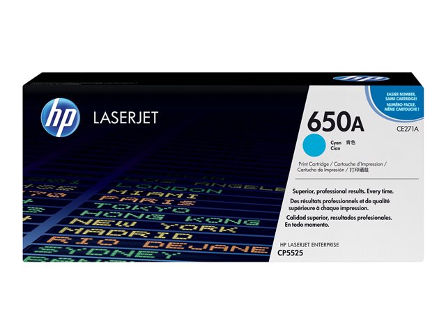 HP 650A - Cyan - original - LaserJet - toner cartridge (CE271A) - for Color LaserJet Enterprise CP5520, CP5525, M750