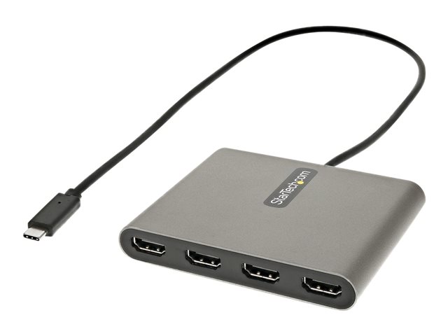 StarTech.com USB C to 4 HDMI Adapter, External Video & Graphics Card, USB Type-C to Quad HDMI Monitor Display Adapter Dongle, 1080p 60Hz, Video Converter, Supports Windows - USB-C Multi Monitor Adapter - Adapter cable - 24 pin USB-C male to HDMI female - 50 cm - space grey - 1080p support 60Hz