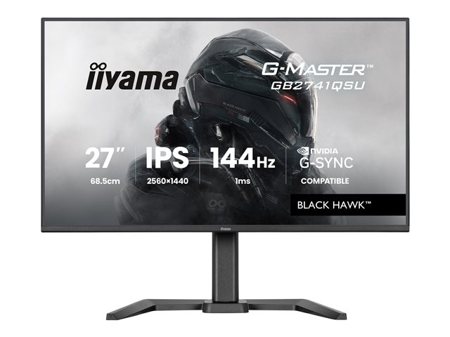 27\"WIDE LCD, G-Master Black Hawk, 2560 x 1440, QHD  144 Hz IPS panel, LED Bl., USB-Hub(2xOut v2.0),   Pivot, Height Adjust.(15cm), 350 cd/m², 1500:1 Static Contrast, 80.000.000:1 ACR, Speakers, DisplayPort(G-SYNC Compatible), HDMI, 1ms(MPRT), Black T