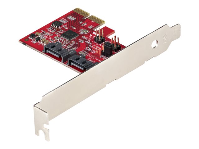 StarTech.com SATA PCIe Card, 2 Port PCIe SATA Expansion card, 6Gbps SATA Card, Full/Low Profile, PCI Express to SATA Adapter, ASM1062R SATA RAID Controller Card - PCIe to SATA Converter - Storage controller - SATA 6Gb/s - low profile - RAID RAID 0, 1, JBOD - PCIe 2.0 x2 - red