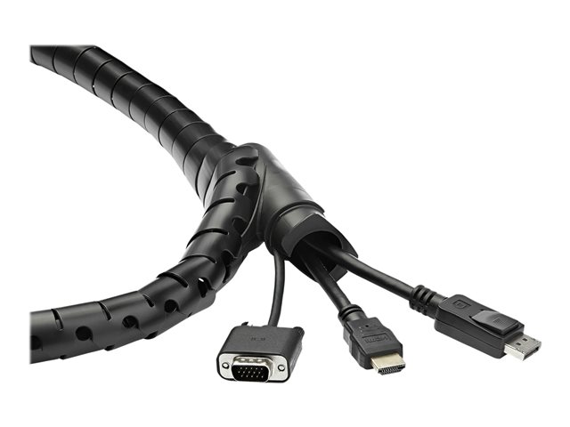 StarTech.com 1.5m (4.9ft) Cable Management Sleeve - Spiral - 1\" (25mm) Diameter - W/ Cable Loading Tool - Black (CMSCOILED) - Cable sleeving kit - black - 1.5 m