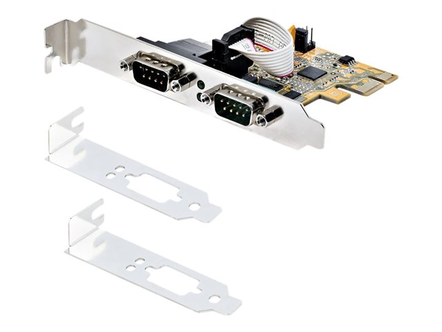 StarTech.com 2-Port PCI Express Serial Card, Dual Port PCIe to RS232 (DB9) Serial Interface Card, 16C1050 UART, Standard or Low Profile Brackets, COM Retention, For Windows & Linux - PCIe to Dual DB9 Card (21050-PC-SERIAL-LP) - Serial adapter - PCIe 2.0 low profile - RS-232 x 2 - yellow