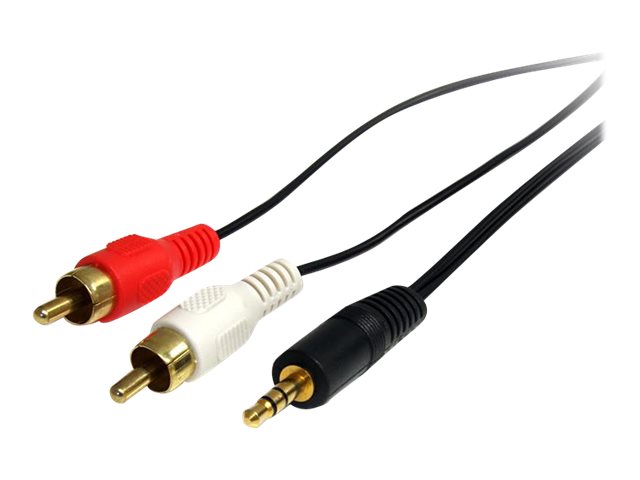 StarTech.com 3 ft Stereo Audio Cable - 3.5mm Male to 2x RCA Male - heaDPhone jack to RCA - Mini jack to RCA - 3.5mm to RCA (MU3MMRCA) - Audio cable - mini-phone stereo 3.5 mm male to RCA x 2 male - 92 cm - black - for P/N: HD202A, ST121HDBTSC, ST12MHDLAN4R, ST12MHDLNHK, ST12MHDLNHR, ST222HDBT, VID2HDCON2