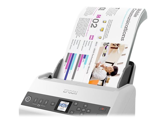 Epson WorkForce DS-730N - Document scanner - Contact Image Sensor (CIS) - Duplex - A4/Legal - 600 dpi x 600 dpi - up to 40 ppm (mono) / up to 40 ppm (colour) - ADF (100 sheets) - up to 4500 scans per day - USB 2.0, Gigabit LAN