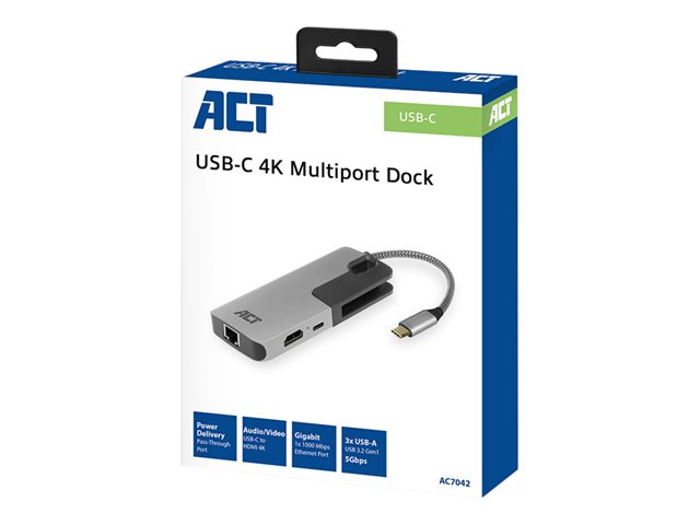 ACT - Dockingstation - USB-C 3.2 Gen 1 - HDMI - 1GbE
