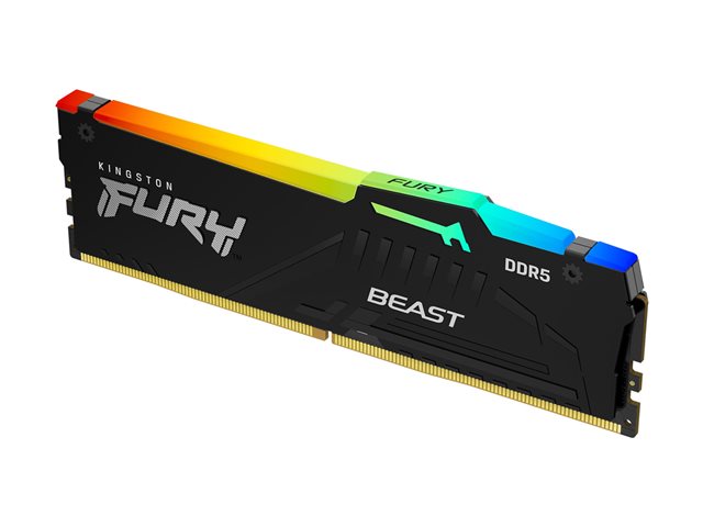 Kingston FURY Beast RGB - DDR5 - module - 8 GB - DIMM 288-pin - 5200 MHz / PC5-41600 - CL40 - 1.25 V - unbuffered - on-die ECC