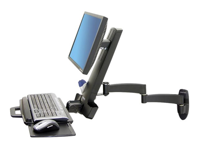 Ergotron 200 Series - Mounting kit (articulating arm, keyboard tray with left/right mouse tray, barcode scanner holder) - for LCD display / PC equipment - steel - black - screen size: up to 24\" - wall-mountable