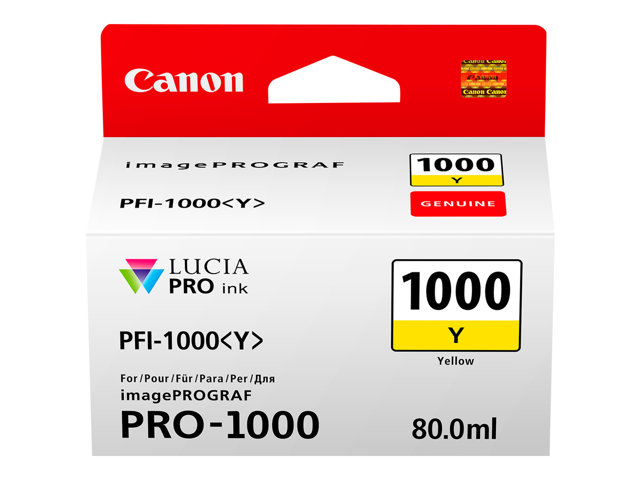 Canon PFI-1000 Y - 80 ml - yellow - original - ink tank - for imagePROGRAF PRO-1000