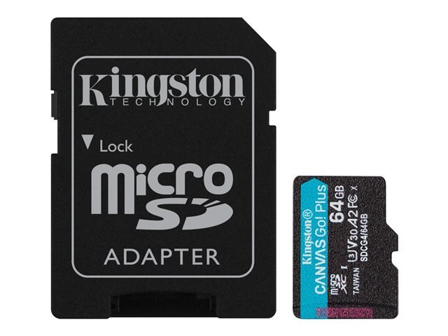64GB microSDXC Canvas Go Plus Gen4 200MB/s A2 U3 V30 Card + Adapter