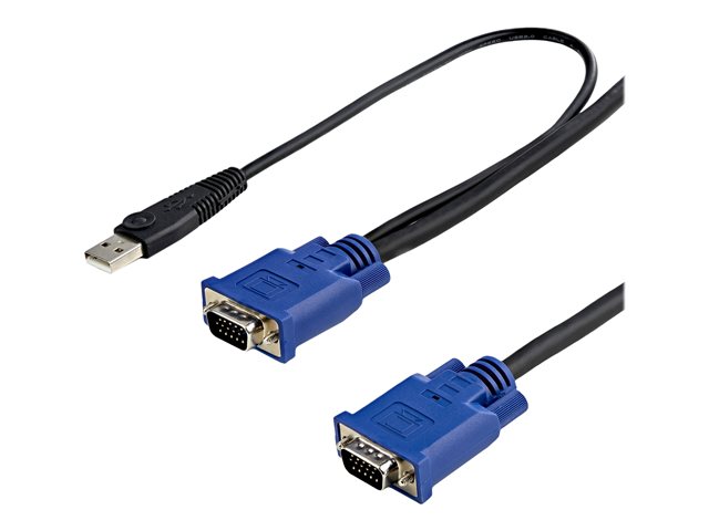 StarTech.com 10 ft Ultra Thin USB VGA 2-in-1 KVM Cable - VGA KVM Cable - USB KVM Cable - KVM Switch Cable (SVECONUS10) - Video / USB cable - USB, HD-15 (VGA) (M) to HD-15 (VGA) (M) - 3.05 m - black - for P/N: CAB831HDU, RACKCONS1908, SV1631DUSBUK, SV565DUTPU, SV565UTPUL, SV831DUSBUK