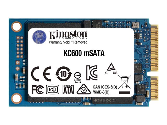 Kingston KC600 - SSD - encrypted - 1024 GB - internal - mSATA - SATA 6Gb/s - 256-bit AES - TCG Opal Encryption, Self-Encrypting Drive (SED)