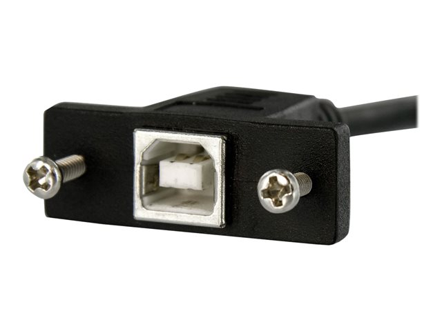 StarTech.com 3 ft Panel Mount USB Cable B to B - F/M - Panel Mount USB Extension USB-B Female to USB-B Male Adapter Cable - USB-B (F) Port (USBPNLBFBM3) - USB cable - USB Type B (M) to USB Type B (F) - USB 2.0 - 90 cm - molded - black - for P/N: USB2HAB10, USB2HAB15, USB2HAB30AC, USB2HAB50AC, USB2HAB6, USB2HABM1, USB2HABM6RA