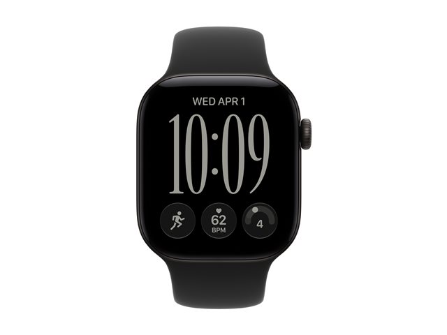 Apple Watch Series 12 GPS + Cellular 42mm Black Aluminium Case with Black Sport Band - S/M
