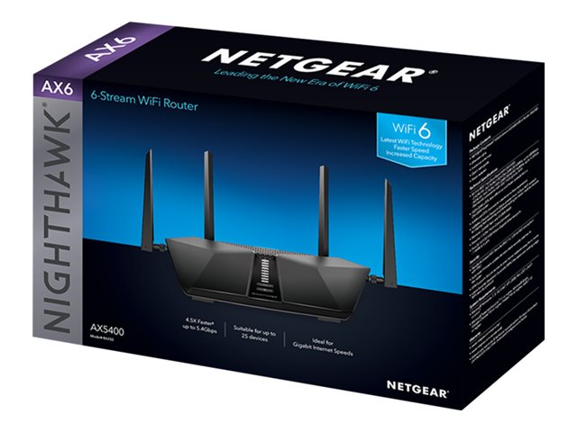 NETGEAR Nighthawk RAX50 - Wireless router 4-port switch - 1GbE - Wi-Fi 6 - Dual Band
