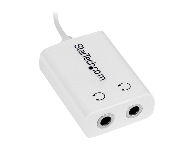 StarTech.com White Slim Mini Jack Headphone Splitter Cable Adapter - 3.5mm Audio Mini Stereo Y Splitter - 3.5mm Male to 2x 3.5mm Female (MUY1MFFADPW) - Headphones splitter - mini-phone stereo 3.5 mm female to mini-phone stereo 3.5 mm male - 15.23 cm - white