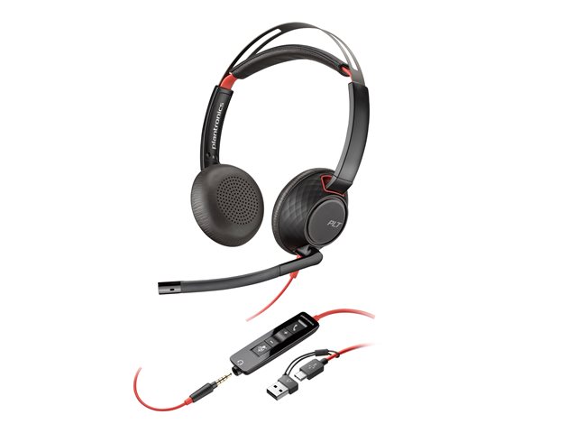 Poly Blackwire 5220 Stereo USB-C Headset +3.5mm Plug +USB-C/A Adapter (Bulk) - Replaces Poly SKU 207586-03