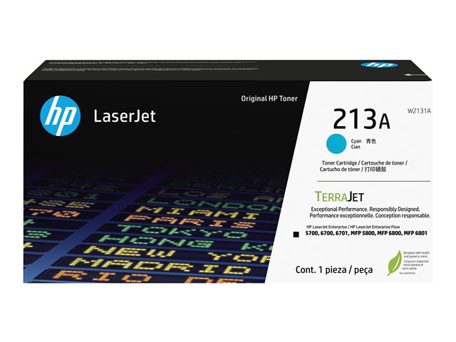 HP 213A - High capacity - cyan - original - LaserJet - toner cartridge (W2131A) - for Color LaserJet Enterprise 5700dn, 6700dn, MFP 5800dn, MFP 6800dn