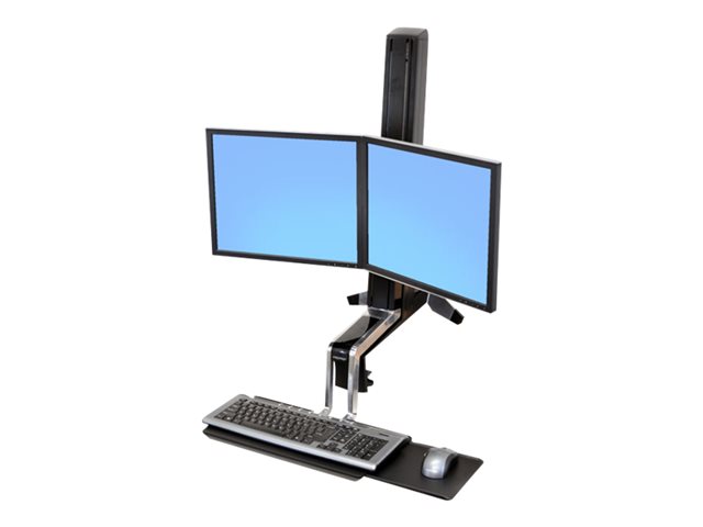 Ergotron WorkFit-S - Standing desk converter - rectangular - polished aluminium, high-grade plastic, powder-coated steel - black