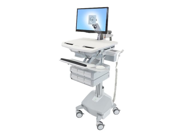 Ergotron StyleView - Cart - open architecture - for LCD display / PC equipment - medical - aluminium, zinc-plated steel, high-grade plastic - grey, white, polished aluminium - screen size: up to 24\" - output: AC 230 V - 40 Ah - lithium - TAA Compliant